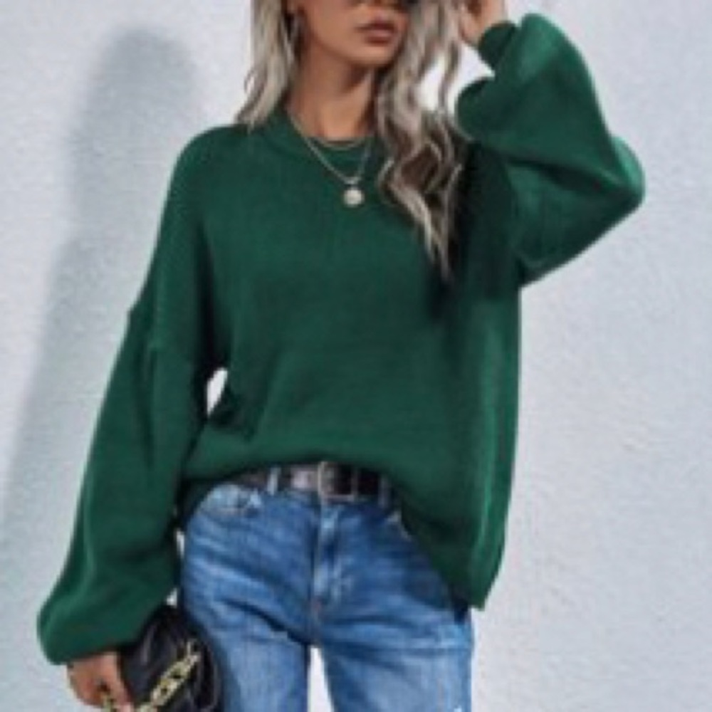 Ribbed Knit Lantern Sleeve Sweater